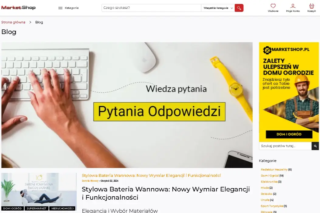 Prezentacja strony bloga platformy MarketShop.pl